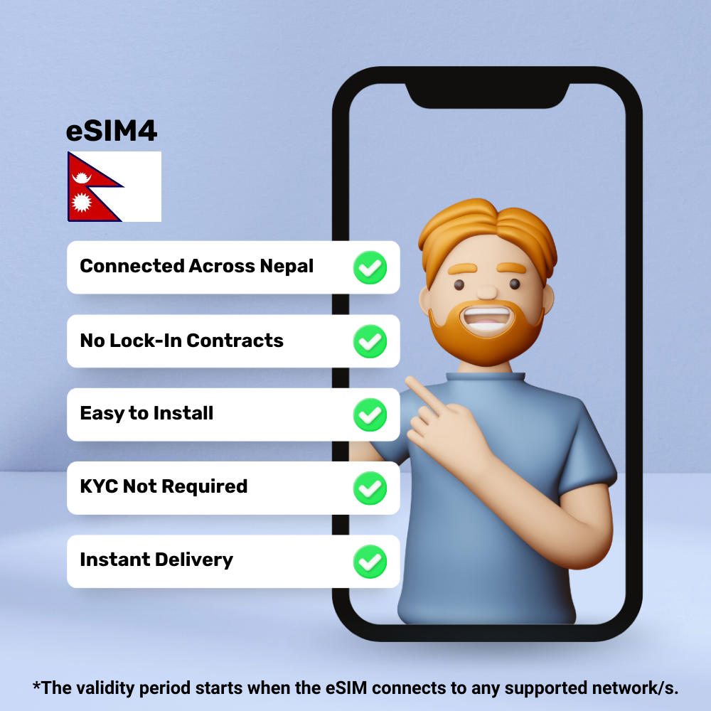 尼泊尔eSIM 卡- 1 GB - 7 天