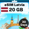 eSIM Latvia - 20 GB - 30 Days
