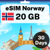 eSIM Norway - 20 GB - 30 Days
