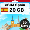 eSIM Spain - 20 GB - 30 Days