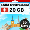 eSIM Switzerland - 20 GB - 30 Days