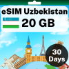 eSIM 乌兹别克斯坦 - 20 GB - 30 天