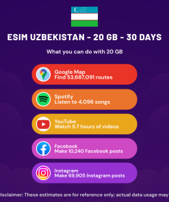 eSIM 乌兹别克斯坦 - 20 GB - 30 天
