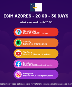 eSIM 亚速尔群岛 - 20 GB - 30 天