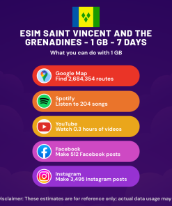 eSIM 圣文森特和格林纳丁斯 - 1 GB - 7 天