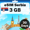 eSIM 塞尔维亚 - 3 GB - 30 天