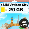 eSIM 梵蒂冈城 - 20 GB - 30 天