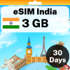 eSIM India - 3 GB - 30 天