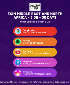 eSIM Middle East and North Africa - 3 GB - 30 Days