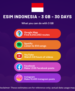 eSIM 印度尼西亚 - 3 GB - 30 天