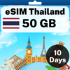 eSIM Thailand - 50 GB - 100 Mins - 10 Days