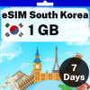 eSIM Corea del Sur - 1 GB - 7 Días