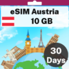 شريحة eSIM النمسا - 10 جيجابايت - 30 يومًا