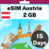 شريحة eSIM النمسا - 2 جيجابايت - 15 يومًا