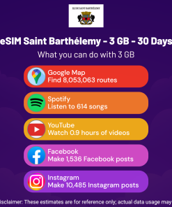 eSIM Saint Barthélemy - 3 GB - 30 天