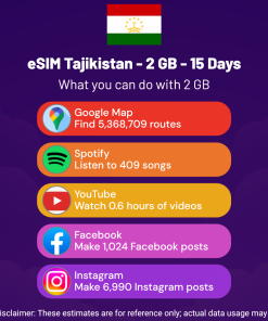 eSIM 塔吉克斯坦 - 2 GB - 15 天