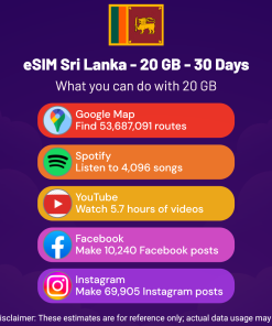 eSIM 斯里兰卡 - 20 GB - 30 天