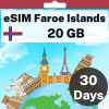 eSIM 法罗群岛 - 20 GB - 30 天