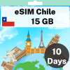 eSIM Chile - 15 GB - 500 SMS - 500 Mins - 10 Days