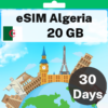 شريحة eSIM الجزائر - 20 جيجابايت - 30 يومًا