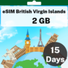 eSIM جزر العذراء البريطانية - 2 جيجا بايت - 15 يومًا