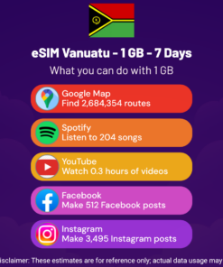 eSIM 바누아투 - 1 GB - 7일