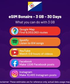 eSIM Bonaire - 3 GB - 30 天