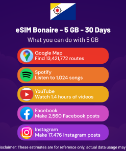 eSIM Bonaire - 5 GB - 30 天