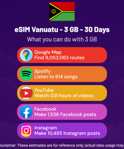 eSIM 瓦努阿图 - 3 GB - 30 天