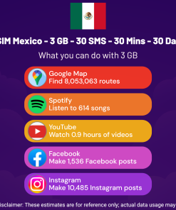 eSIM Mexico - 3 GB - 30 SMS - 30 Mins - 30 Days