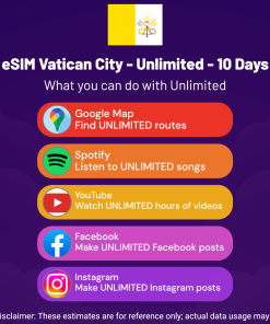 eSIM Vatican City - Unlimited - 10 Days