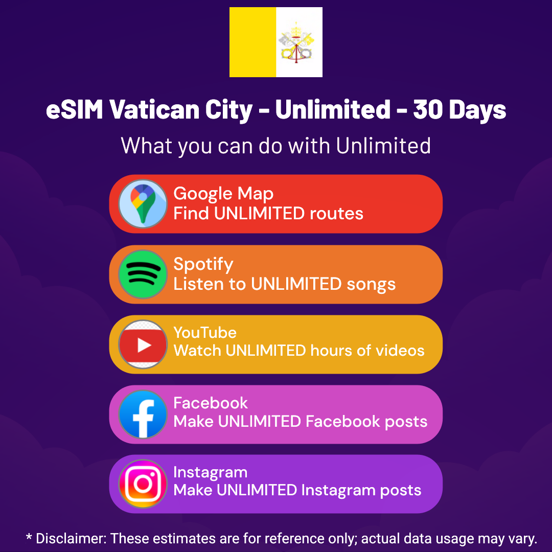 e300c8bb-2fda-43c0-a0c5-5891a52224b7.png eSIM Vatican City - Unlimited - 30 Days