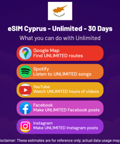 eSIM Cyprus - Unlimited - 30 Days