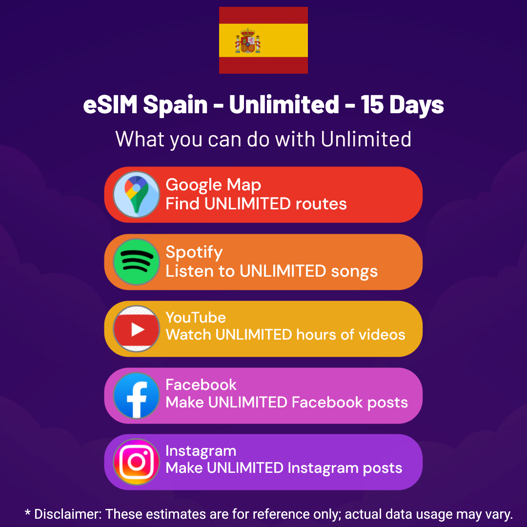 d83aedf7-9088-4d43-b083-f4cc9532c5eb.png eSIM Spain - Unlimited - 15 Days