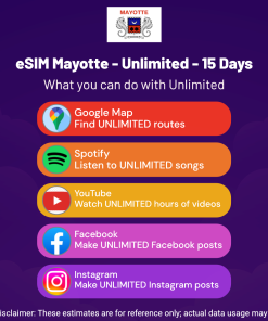 eSIM Mayotte - Unlimited - 15 Days