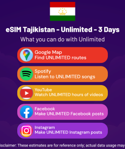 eSIM Tajikistan - Unlimited - 3 Days