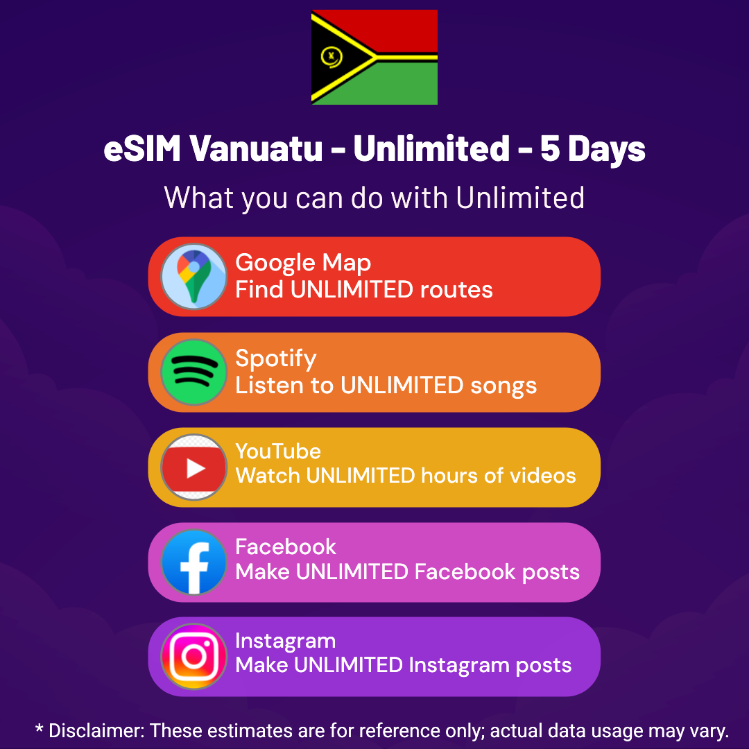 409ace35-4a44-4dfa-ab2f-81a8285bbc16.png eSIM Vanuatu - Unlimited - 5 Days
