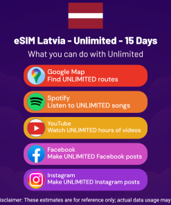 eSIM Latvia - Unlimited - 15 Days