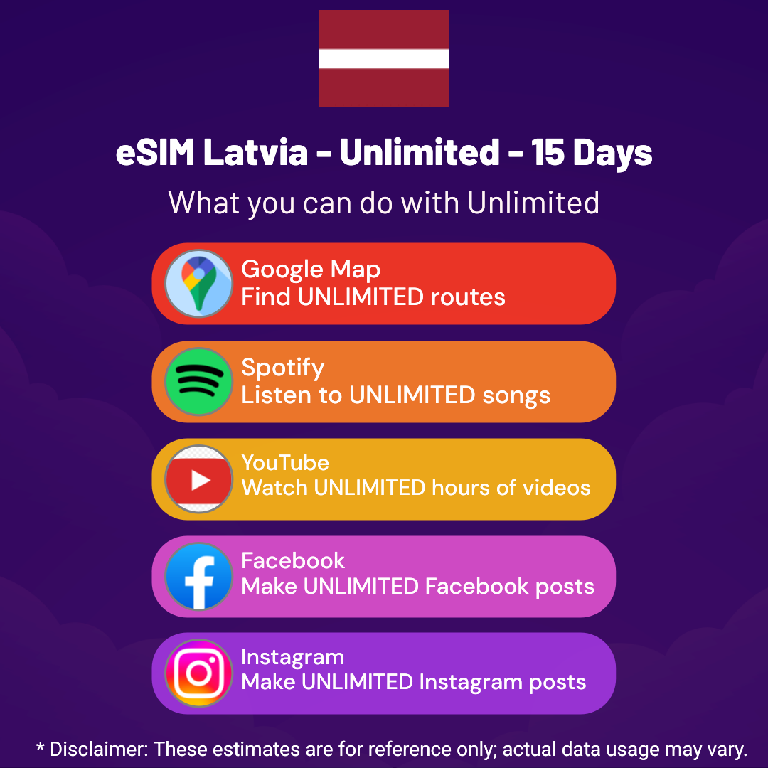 48667552-83dd-4b96-9afb-7d0bf49b55ca.png eSIM Latvia - Unlimited - 15 Days