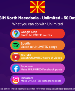 eSIM North Macedonia - Unlimited - 30 Days