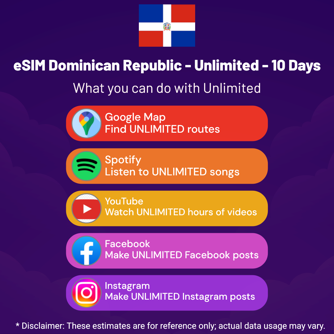 6d83d91c-f8d6-4106-af67-5342aa5ea56a.png eSIM Dominican Republic - Unlimited - 10 Days