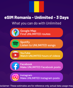 eSIM Romania - Unlimited - 3 Days