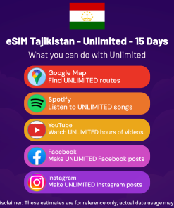 eSIM Tajikistan - Unlimited - 15 Days