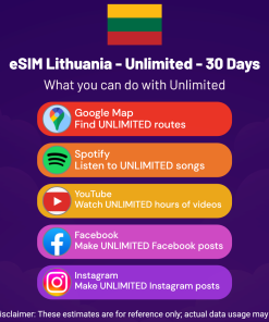 eSIM Lithuania - Unlimited - 30 Days