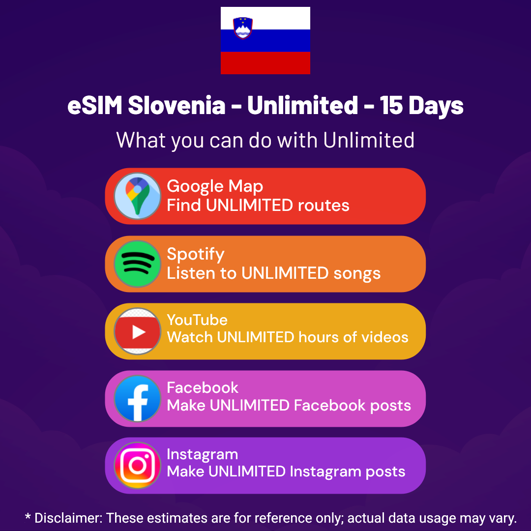 31ab7ade-a09d-49f3-801b-c1397c245bcb.png eSIM Slovenia - Unlimited - 15 Days