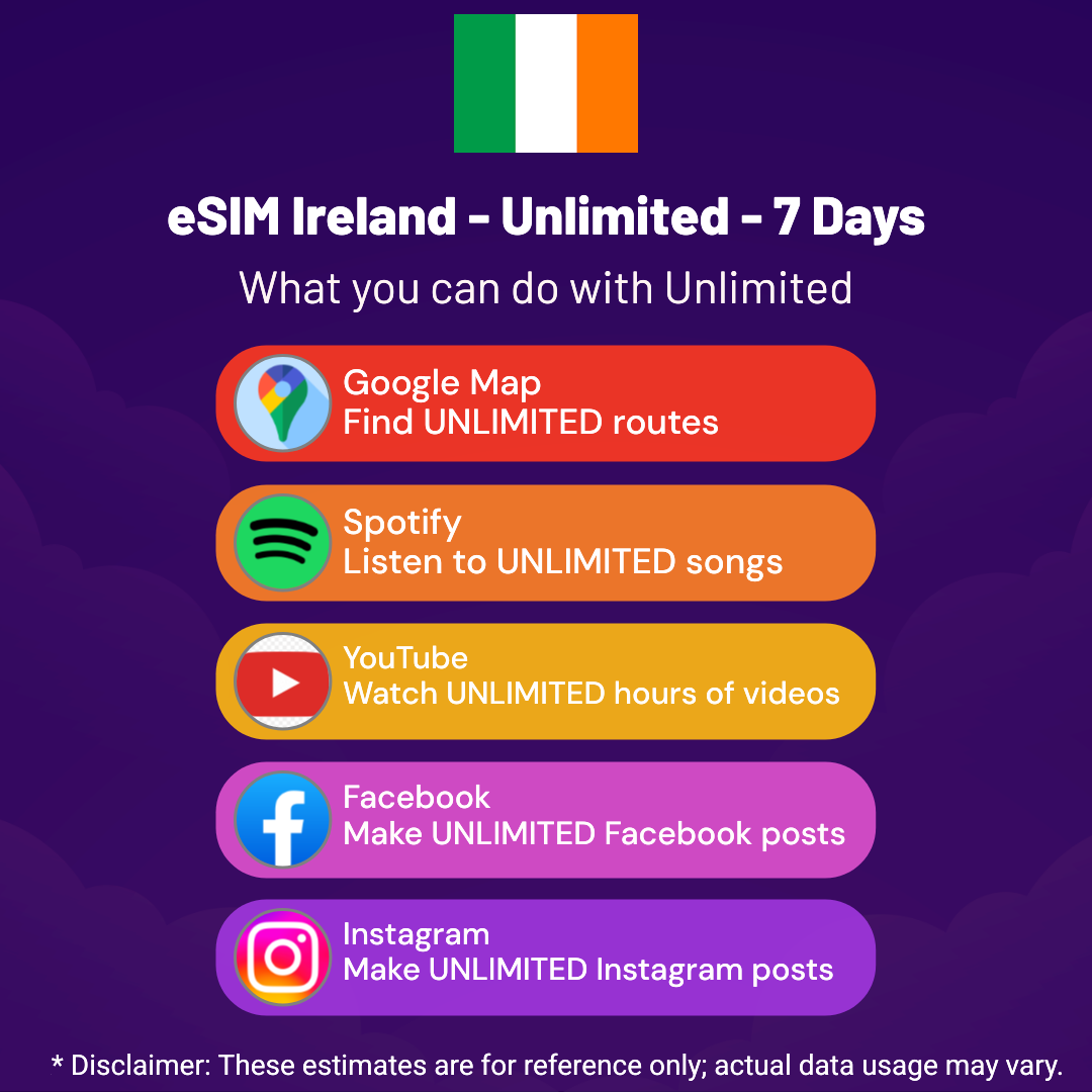5518fad9-5d25-4d79-900f-5aac320e5fde.png eSIM Ireland - Unlimited - 7 Days