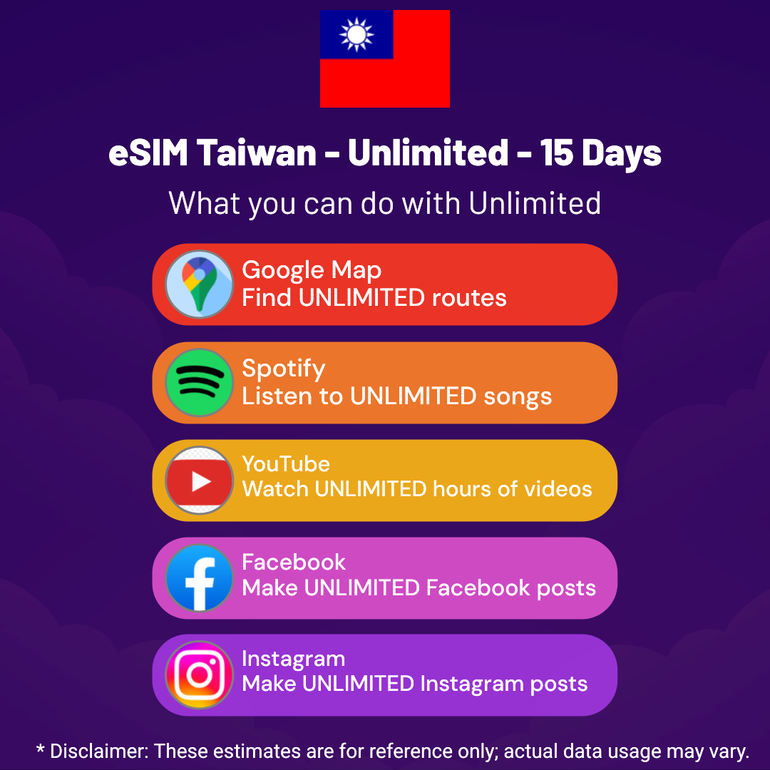5566d6c0-7e37-4d59-80eb-b925c4cd37e9.png eSIM Taiwan - Unlimited - 15 Days