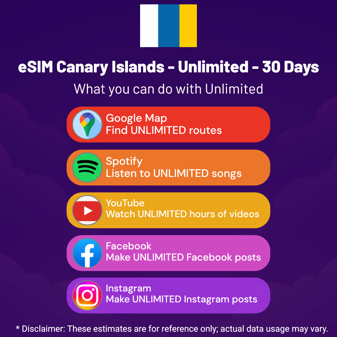 6a5965b4-d444-4c46-a0b4-e6226cde900e.png eSIM Canary Islands - Unlimited - 30 Days