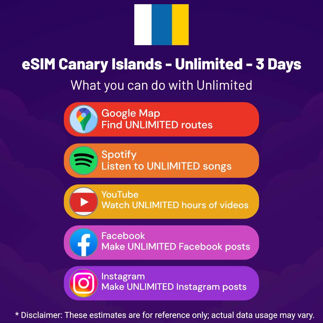 7bd56f44-3ed6-47f7-b8de-4ce49e4fdbdf.png eSIM Canary Islands - Unlimited - 3 Days