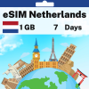 eSIM Netherlands - 1 GB - 10 SMS - 10 Mins - 7 Days